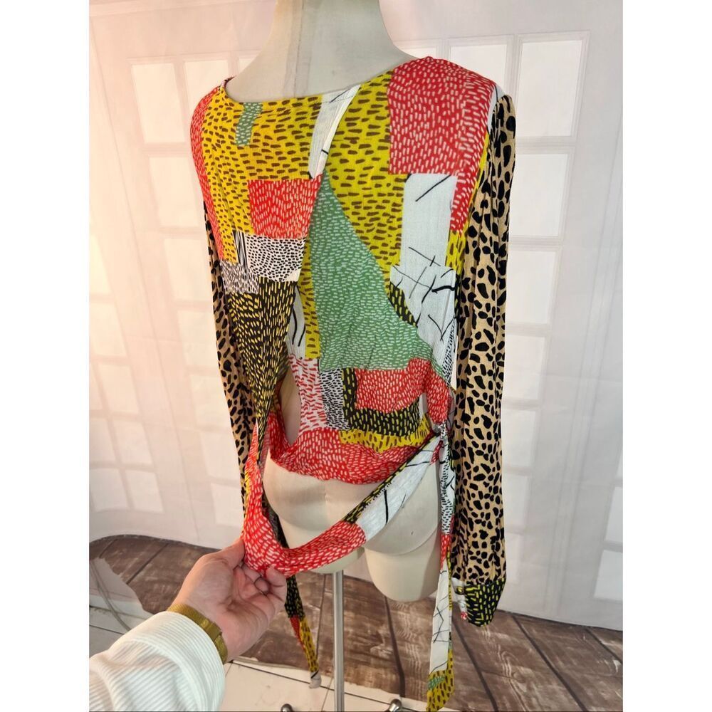 Blink London Anthropologie unique wrap long sleeve blouse size xl - Picture 9 of 13